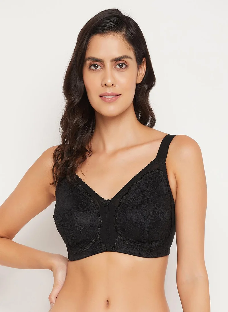 Clovia Clovia Non-Padded Non-Wired Full Coverage Minimizer Bra in Black - Lace