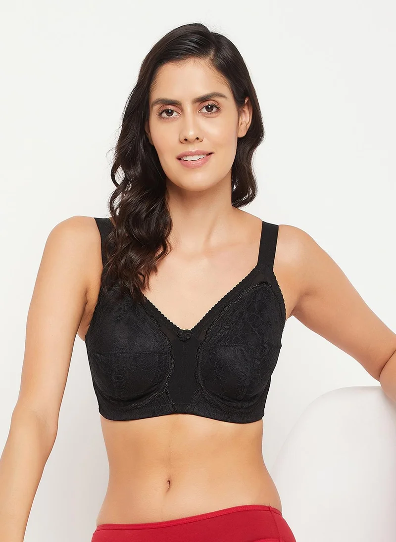 Clovia Clovia Non-Padded Non-Wired Full Coverage Minimizer Bra in Black - Lace