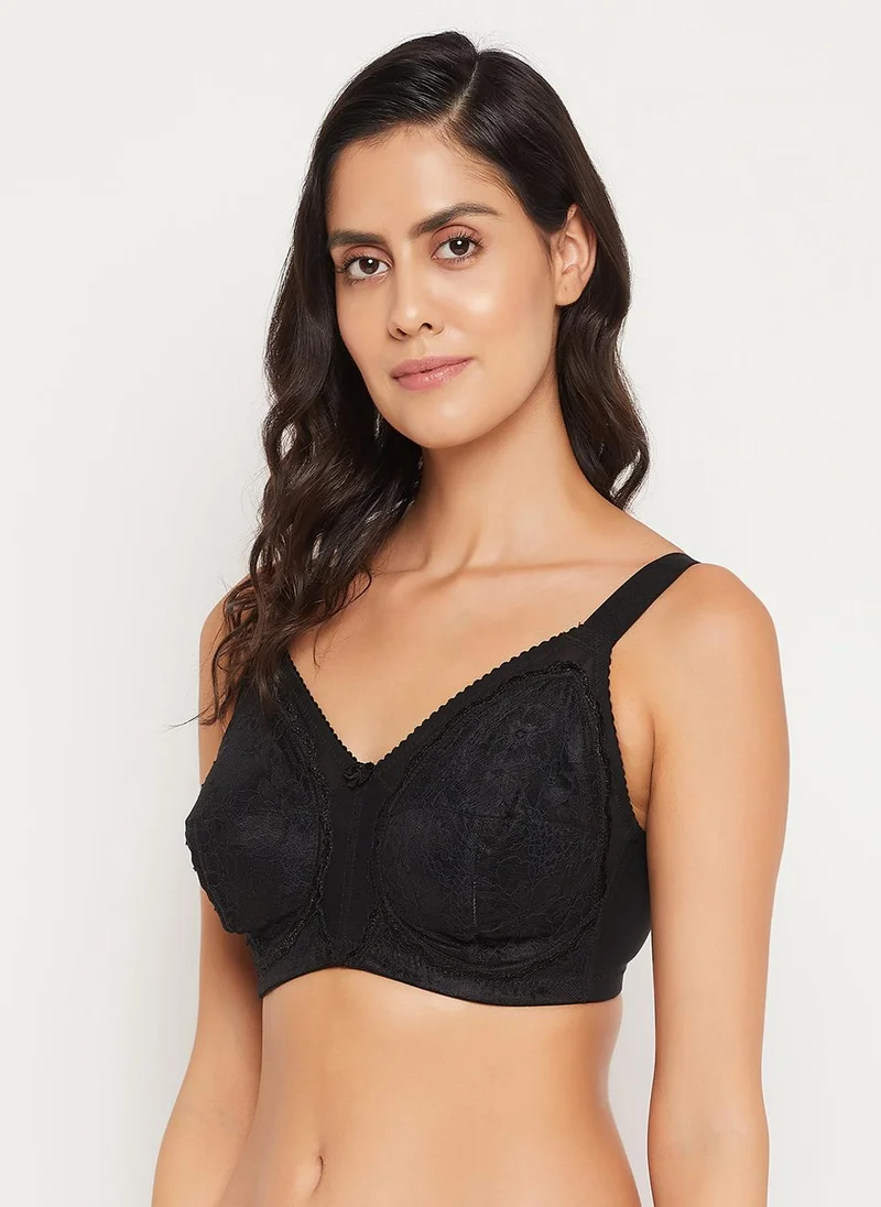 Clovia Clovia Non-Padded Non-Wired Full Coverage Minimizer Bra in Black - Lace