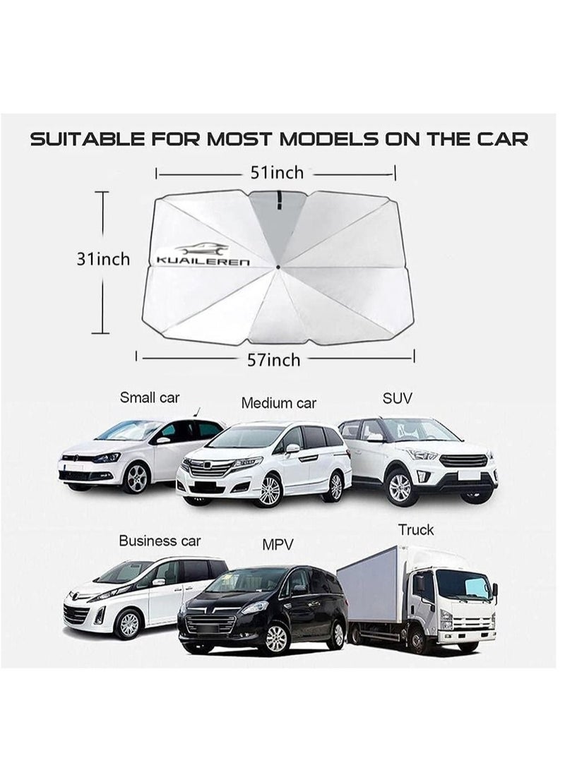 Car Windshield Sun Shade Umbrella Foldable Car Windshield Sunshade Shield for Car Car Umbrella Sun Shade Protect Vehicle from UV Sun and Heat - Image 5