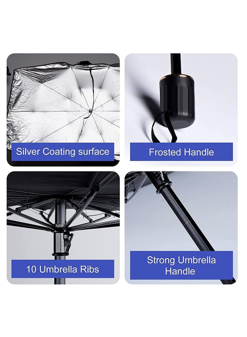 Car Windshield Sun Shade Umbrella Foldable Car Windshield Sunshade Shield for Car Car Umbrella Sun Shade Protect Vehicle from UV Sun and Heat - Image 3
