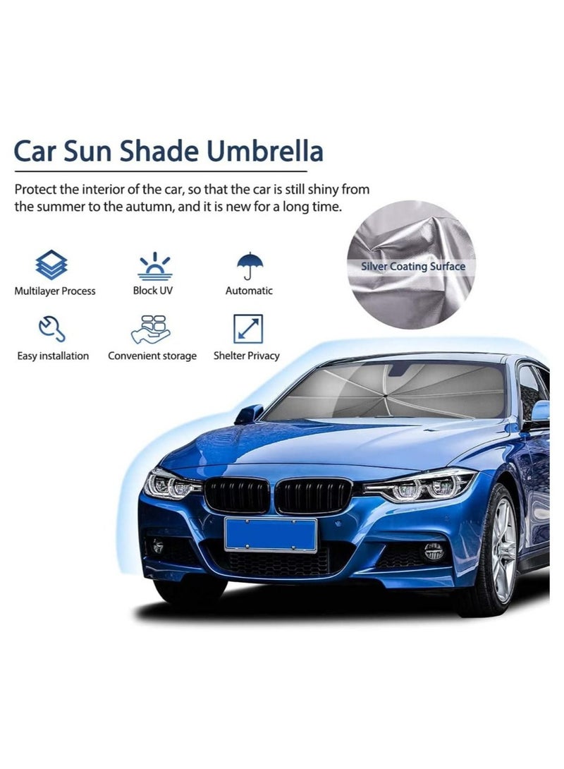 Car Windshield Sun Shade Umbrella Foldable Car Windshield Sunshade Shield for Car Car Umbrella Sun Shade Protect Vehicle from UV Sun and Heat - Image 2
