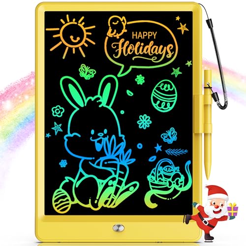 Bravokids LCD Writing Tablet for 38 Year Old Girls and Boys 10 Inch Electronic Doodle Board Drawing Pad Educational Birthday Gift for Kids and Toddlers Yellow - Image 1