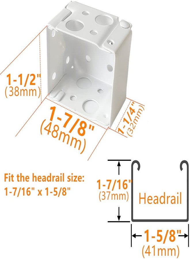 Cutelec 4 pcs Box Mounting Bracket for 1.5inch Blinds White Color Head Track End Cover Holder 2 Sets for Window Venetian Blinds Headrail with APX 1-7/16" x 1-5/8"(37x41mm) in Size - Image 2