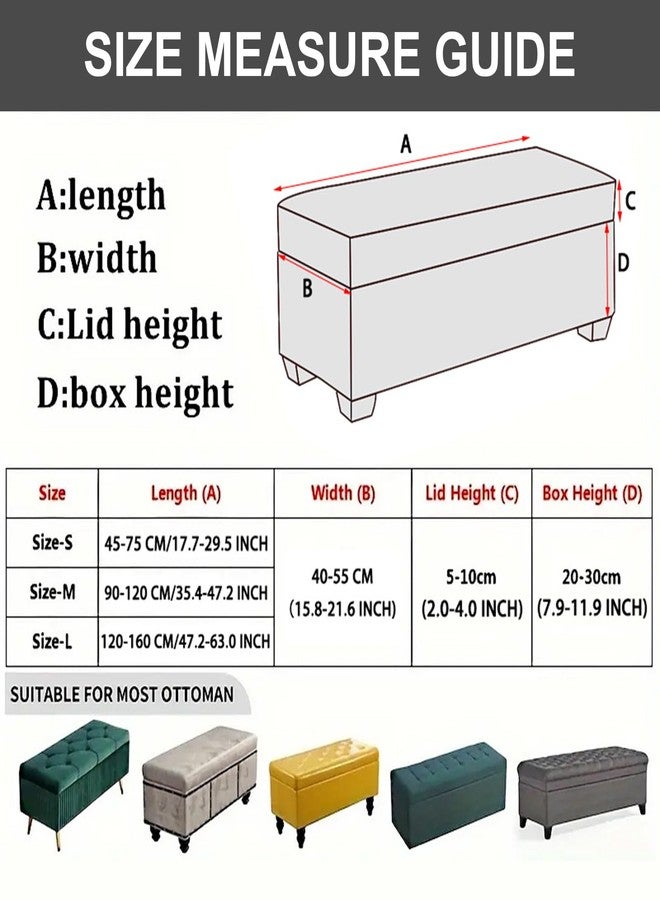 Eco-Ancheng غطاء تخزين عثماني مستطيل من إيكو-أنشنغ، غطاء قابل للطي لمقعد تخزين، غطاء مسند قدم، غطاء مقعد، واقي أثاث مسند القدم بقاعدة مطاطية مانعة للانزلاق لغرفة المعيشة (متوسط 01) - Image 4
