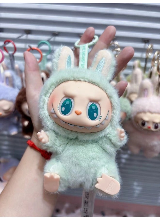 Generic Rab Cloth Second Generation Doll Sitting Vinyl Party Plush Macaron Cute Doll Hand Key Chain Batch-Color:Second Generation Labubu [quickness]—green  - Image 1