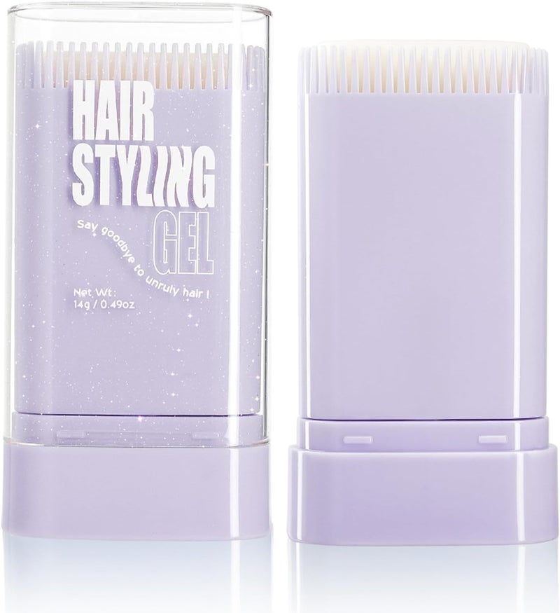 2in1 Hair Wax Stick with Builtin Comb for Kids Slick Back Hair Brush Gummy Hair Gel Moisturizing NonGreasy Formula Compact Portable Styling Stick Purple