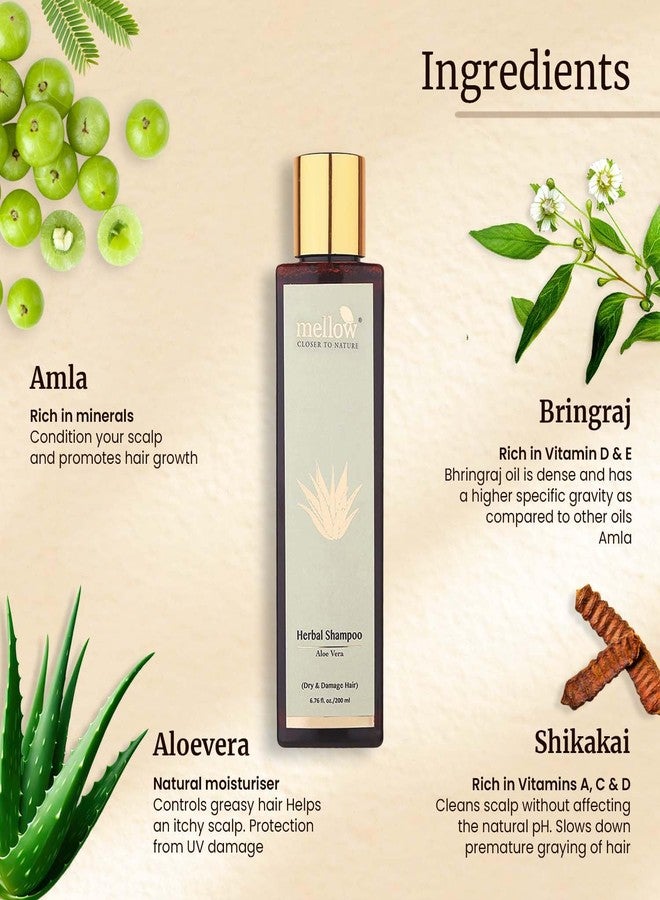 Mellow Herbals Aloe Vera Shampoo | Hydration & Damage Repair | Amla, Reetha, Shikakai & Bhringraj | Sulfate & Paraben-Free | Ayurvedic Hair Care | 200ml - Image 2