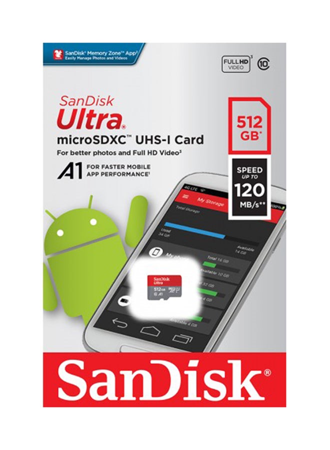 sandisk Ultra Class 10 MicroSDXC Memory Card Read Speed 100 MBps SDSQUA4-512G-GN6MN 512 GB - Image 3