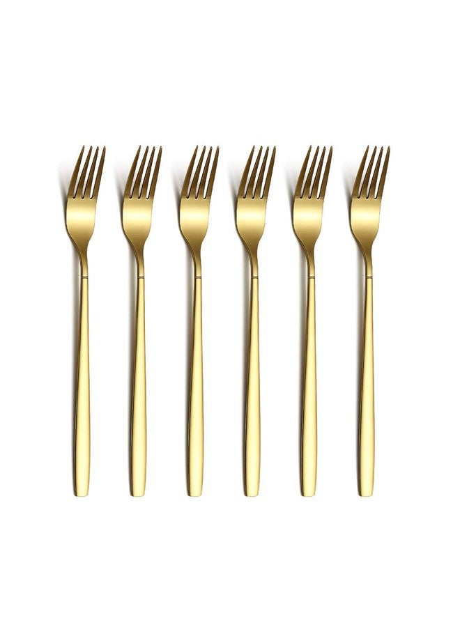 Berglander Gold Tea Fork, Stainless Steel Cake Fork Dessert Fork With Titanium Gold Plating 6.5 Inches Forks Pack of 6 - Image 1