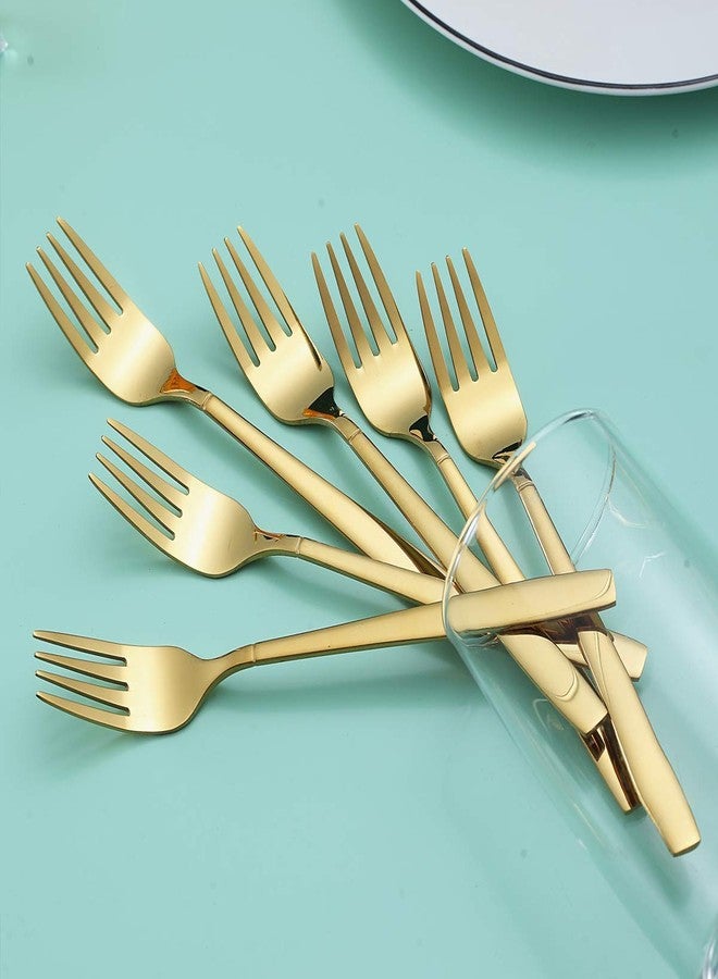 Berglander Gold Tea Fork, Stainless Steel Cake Fork Dessert Fork With Titanium Gold Plating 6.5 Inches Forks Pack of 6 - Image 4