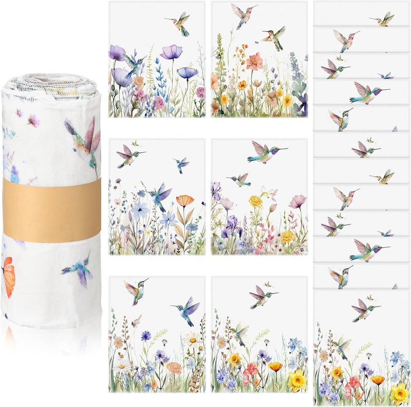 Noveread 36 Pack Hummingbird Flowers Reusable Cleaning Cloths Washable Cotton Kitchen Towels for Home(Multicolor) - Image 1