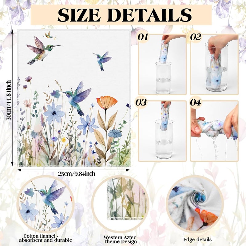 Noveread 36 Pack Hummingbird Flowers Reusable Cleaning Cloths Washable Cotton Kitchen Towels for Home(Multicolor) - Image 4