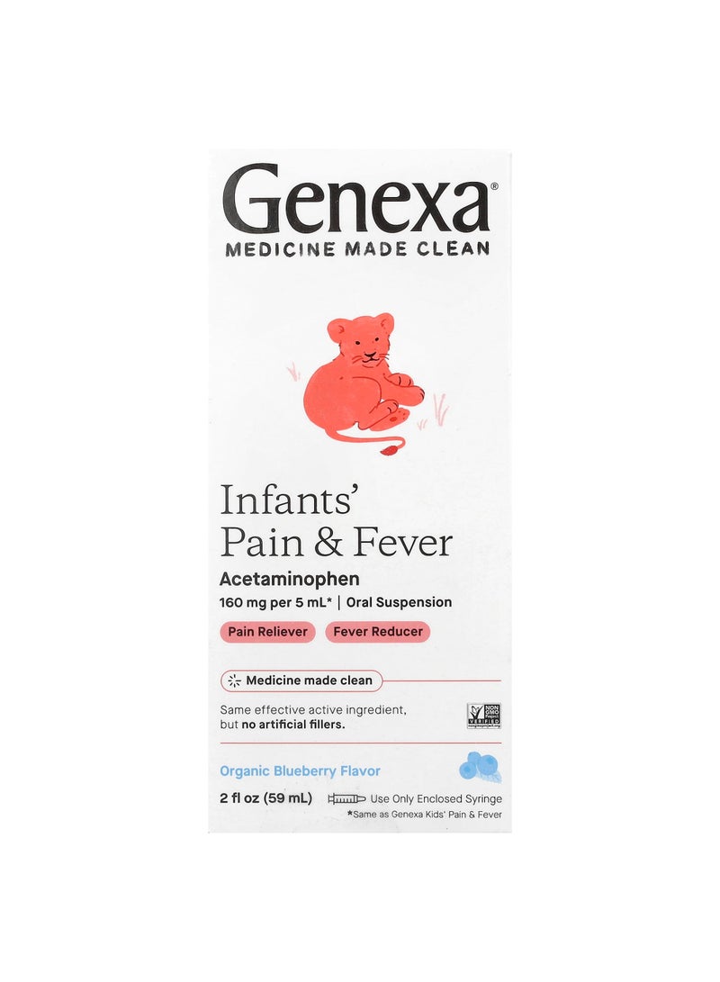 Infants' Pain & Fever, Organic Blueberry, 160 mg, 2 fl oz (59 ml)