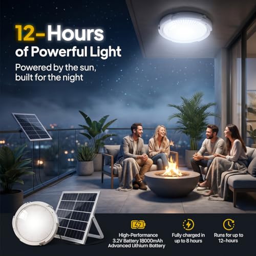 hardoll Acrylonitrile Butadiene Styrene Solar Ceiling Light 200W With Remote Controlled Outdoor LED Waterproof Garden Indoor Lamp - Image 5
