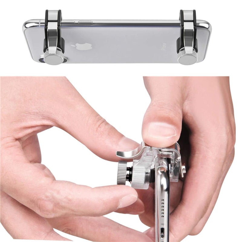 OAHU ® R11-1 Pair Pubg Metal triggers for All Smartphones,Game Controller Shooting Aim Button Sensitive Joystick Aim & Fire Trigger Keys for Knives Out/Rules of Survival/PUBG - (Silver) - Image 4