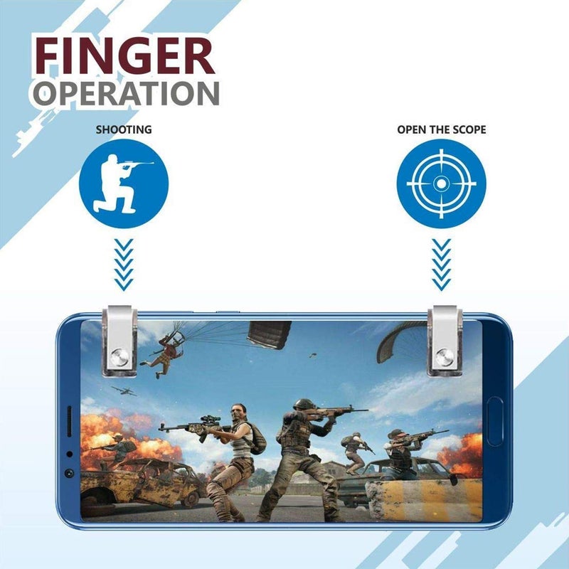 OAHU ® R11-1 Pair Pubg Metal triggers for All Smartphones,Game Controller Shooting Aim Button Sensitive Joystick Aim & Fire Trigger Keys for Knives Out/Rules of Survival/PUBG - (Silver) - Image 5