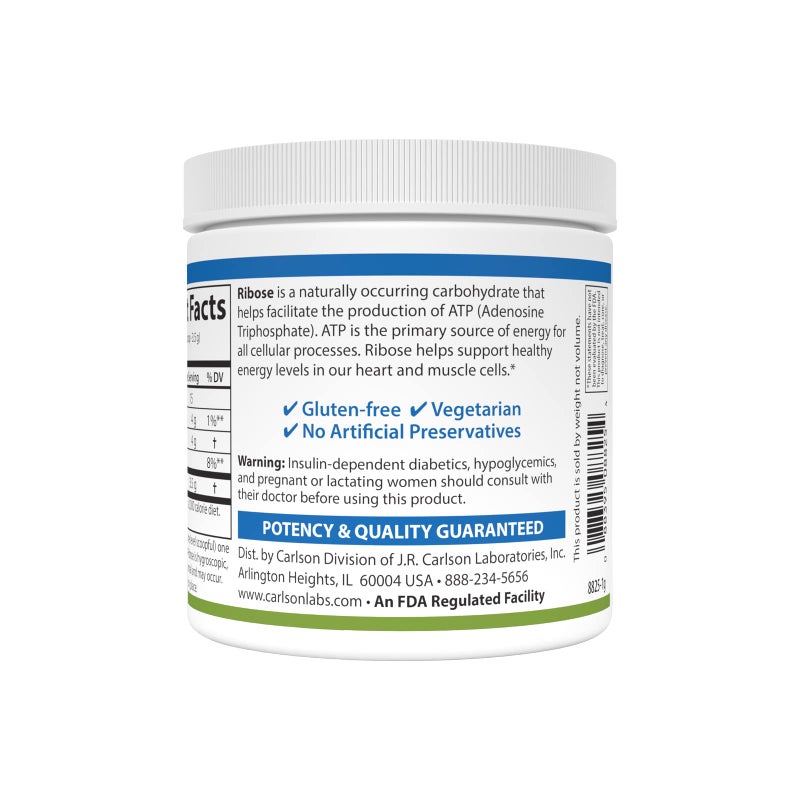 Carlson - Ribose, 100% Pure D-Ribose, Non-GMO, Energy Production, Muscle Recovery & Athletic Performance, 3.53 oz (100 g) - Image 3