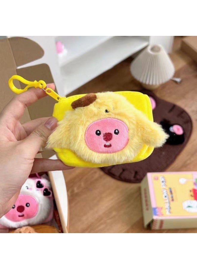 Cute Cartoon Loopy Ruby Creative Coin Purse Mini Small Size Snapper Head Doll Bag Pendant-Color:Strawberry Bear-cross-dressing Loopy Coin Purse  - Image 5