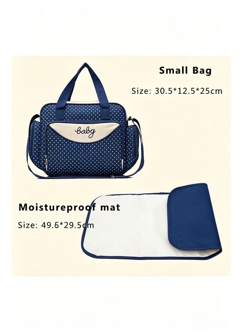 5-Piece Multifunctional Diaper Bag Set,Large Capacity Maternity Mommy Bag with Bottle Holder, Snack Pouch & Changing Mat, Multi-functional Waterproof Travel Tote for Baby Care - Image 3