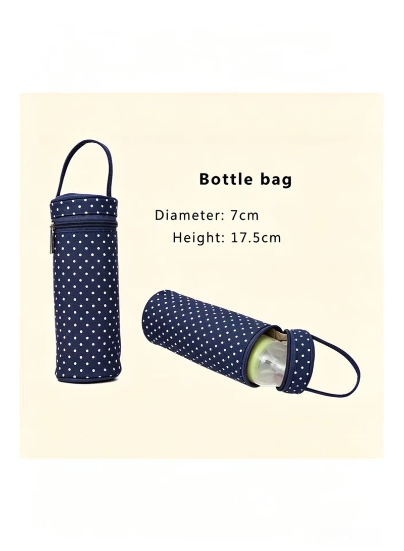 5-Piece Multifunctional Diaper Bag Set,Large Capacity Maternity Mommy Bag with Bottle Holder, Snack Pouch & Changing Mat, Multi-functional Waterproof Travel Tote for Baby Care - Image 4