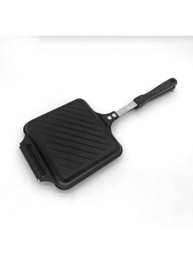 Generic - Cross-border Special Detachable Twill Iron Sandwich Baking Pan Non-stick Double-sided Sandwich Flat-bottom Mold Frying Pan-Specifications:Iron Sandwich-Color:Black - Image 1