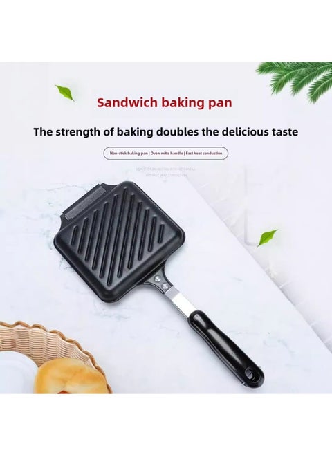 Cross-border Special Detachable Twill Iron Sandwich Baking Pan Non-stick Double-sided Sandwich Flat-bottom Mold Frying Pan-Specifications:Iron Sandwich-Color:Black