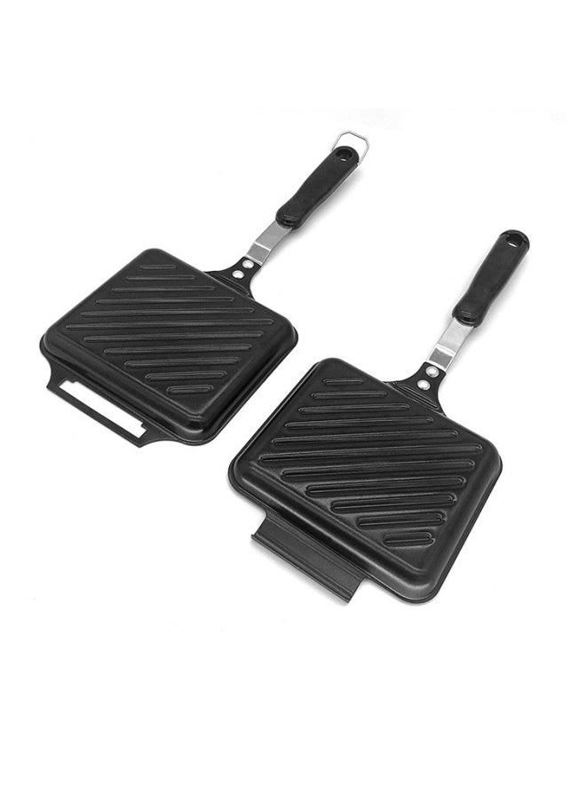 Generic - Cross-border Special Detachable Twill Iron Sandwich Baking Pan Non-stick Double-sided Sandwich Flat-bottom Mold Frying Pan-Specifications:Iron Sandwich-Color:Black - Image 1