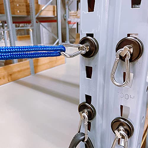 WELLZEER Magnetic Hooks 100lbs Black Magnet Hooks with Swiveling Carabiner for Hanging Refrigerator Strong Large Neodymium Magnet (100LBS-2PACK-BLACK) - Image 2