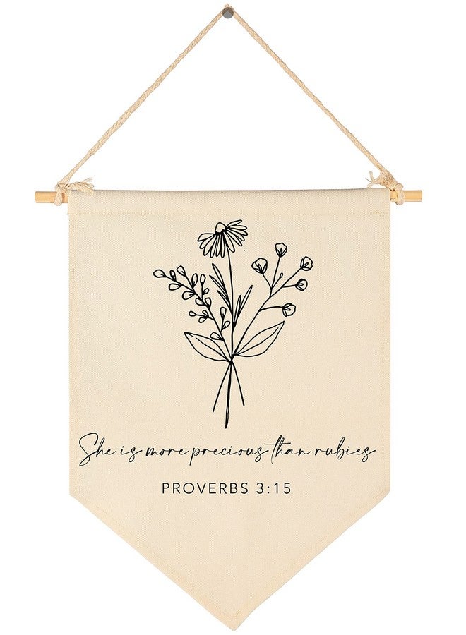 FYSIA Nursery Scripture Bible Verse-Christian Botanical Decor-Canvas Hanging Pennant Flag Banner Wall Sign Decor Gift for Nursery Bedroom Playroom Front Door Baby Kids Girl Boy Teen- Birthday Christmas Gift - Image 1