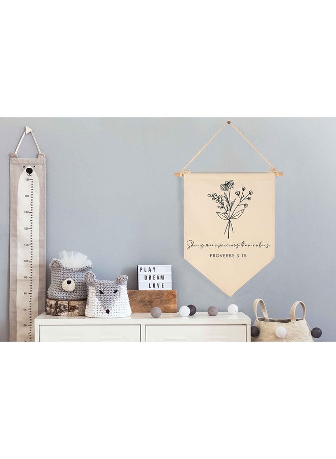 FYSIA Nursery Scripture Bible Verse-Christian Botanical Decor-Canvas Hanging Pennant Flag Banner Wall Sign Decor Gift for Nursery Bedroom Playroom Front Door Baby Kids Girl Boy Teen- Birthday Christmas Gift - Image 2