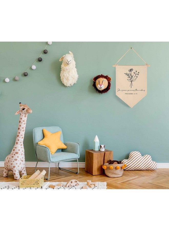 FYSIA Nursery Scripture Bible Verse-Christian Botanical Decor-Canvas Hanging Pennant Flag Banner Wall Sign Decor Gift for Nursery Bedroom Playroom Front Door Baby Kids Girl Boy Teen- Birthday Christmas Gift - Image 4