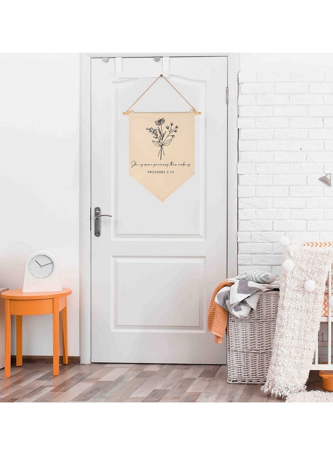 FYSIA Nursery Scripture Bible Verse-Christian Botanical Decor-Canvas Hanging Pennant Flag Banner Wall Sign Decor Gift for Nursery Bedroom Playroom Front Door Baby Kids Girl Boy Teen- Birthday Christmas Gift - Image 5