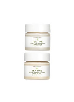earth to skin Earth To Skin Tea Time Mini Duo Set: White Tea Day Cream (0.5 Fl Oz) and Black Tea Night Cream (0.5 Fl Oz), All-Day & Night Hydration for Face and Neck (2 Pack) 