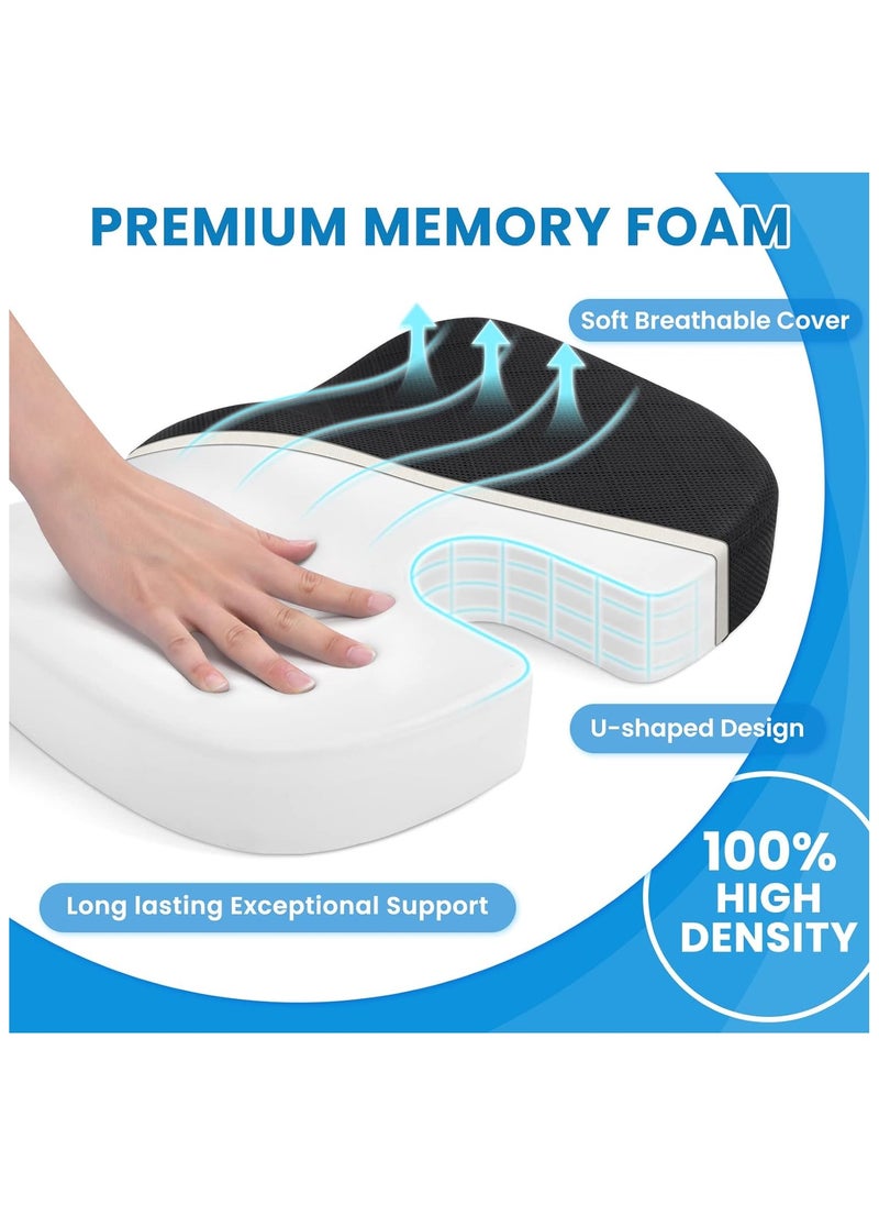 LIMOS Non-Slip Memory Foam Seat Cushion for Office/Car, Sciatica & Tailbone Pain Relief, Coccyx Chair Pad for Desk, Wheelchair, and Driving (Black)  - Image 2
