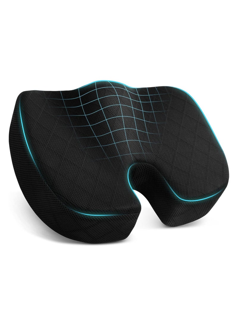 LIMOS Non-Slip Memory Foam Seat Cushion for Office/Car, Sciatica & Tailbone Pain Relief, Coccyx Chair Pad for Desk, Wheelchair, and Driving (Black)  - Image 1