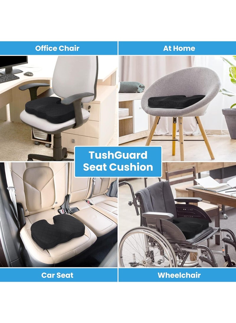 LIMOS Non-Slip Memory Foam Seat Cushion for Office/Car, Sciatica & Tailbone Pain Relief, Coccyx Chair Pad for Desk, Wheelchair, and Driving (Black)  - Image 3