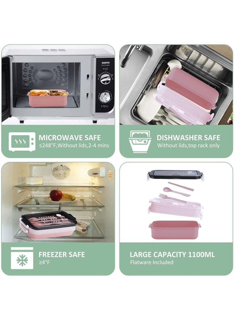 YumLock YumLock Leakproof Lunch Box with 2 Dividers and Cutlery Set., Food Grade Safe Material  - Image 2