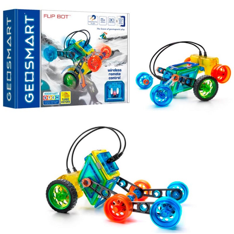 GeoSmart Flip Bot - Build Remote-Controlled GeoMagnetic Vehicles with This STEM Focused Magnetic Construction Set Featuring Rechargeable Turbo Motors - Image 1