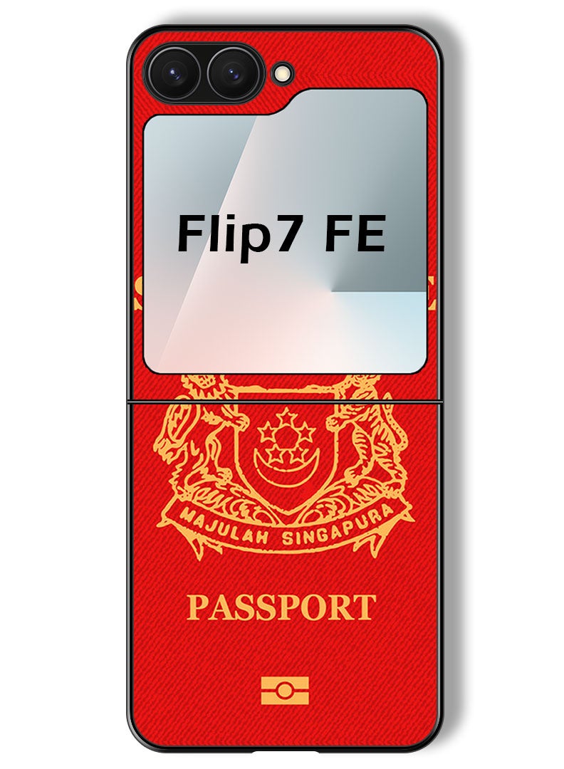 Theodor Case Compatible with Samsung Galaxy Z Flip 7 FE 6.7 Inch Protection Shockproof Bumper Cover Singapore Passport - Image 1