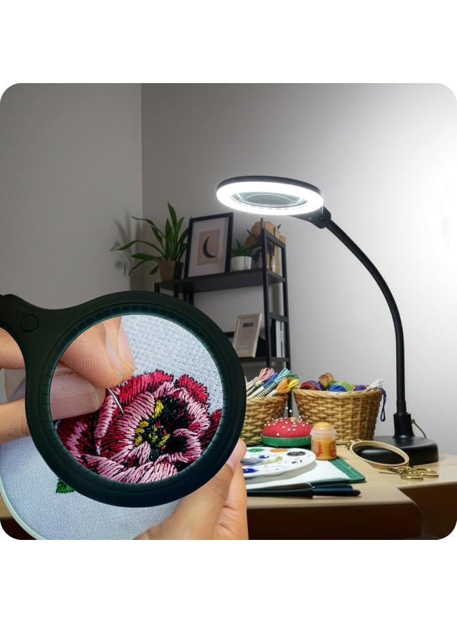 brightech LightView Pro Flex 2-in-1 Magnifying Glass LED Lamp - Lighted Magnifier with Stand & Clamp - for Desk, Sewing, Table - Bright Light for Reading, Crafts - 2.25x Magnification - Image 2