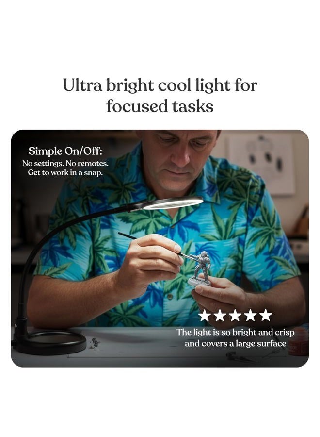 brightech LightView Pro Flex 2-in-1 Magnifying Glass LED Lamp - Lighted Magnifier with Stand & Clamp - for Desk, Sewing, Table - Bright Light for Reading, Crafts - 2.25x Magnification - Image 3
