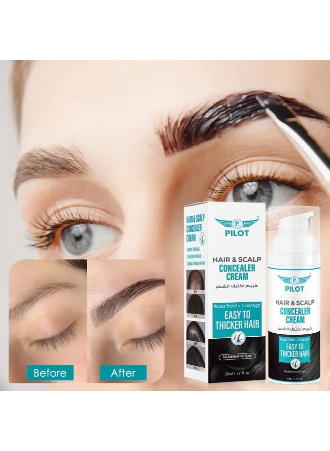 Pilot Hair & Scalp Concealer Cream 50ml Black – Instant Hairline & Bald Spot Cover, Waterproof & Sweatproof, Long-Lasting Grey Root Touch-Up - Image 4