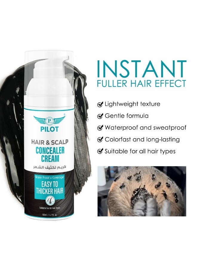 Pilot Hair & Scalp Concealer Cream 50ml Black – Instant Hairline & Bald Spot Cover, Waterproof & Sweatproof, Long-Lasting Grey Root Touch-Up - Image 5