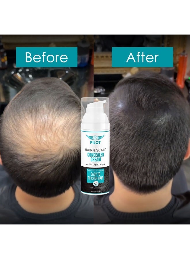 Pilot Hair & Scalp Concealer Cream 50ml Black – Instant Hairline & Bald Spot Cover, Waterproof & Sweatproof, Long-Lasting Grey Root Touch-Up - Image 2