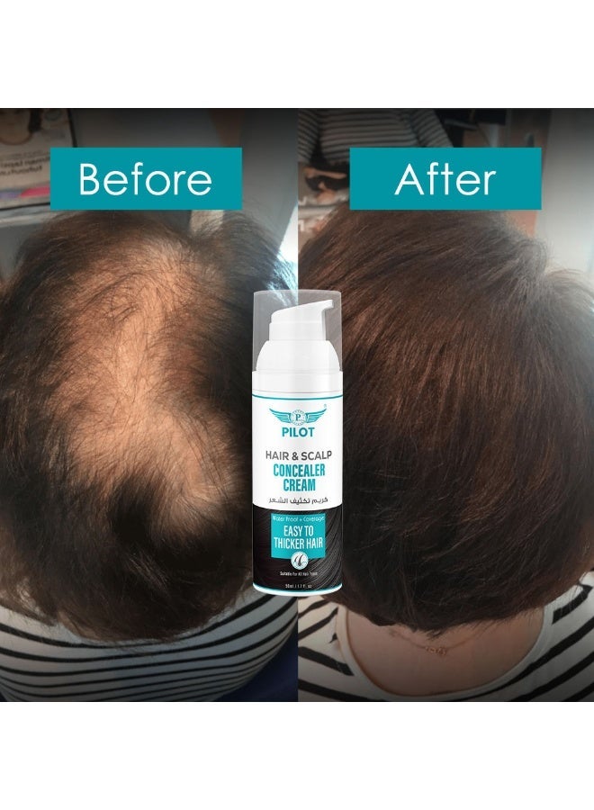 Pilot Hair & Scalp Concealer Cream 50ml Black – Instant Hairline & Bald Spot Cover, Waterproof & Sweatproof, Long-Lasting Grey Root Touch-Up - Image 3