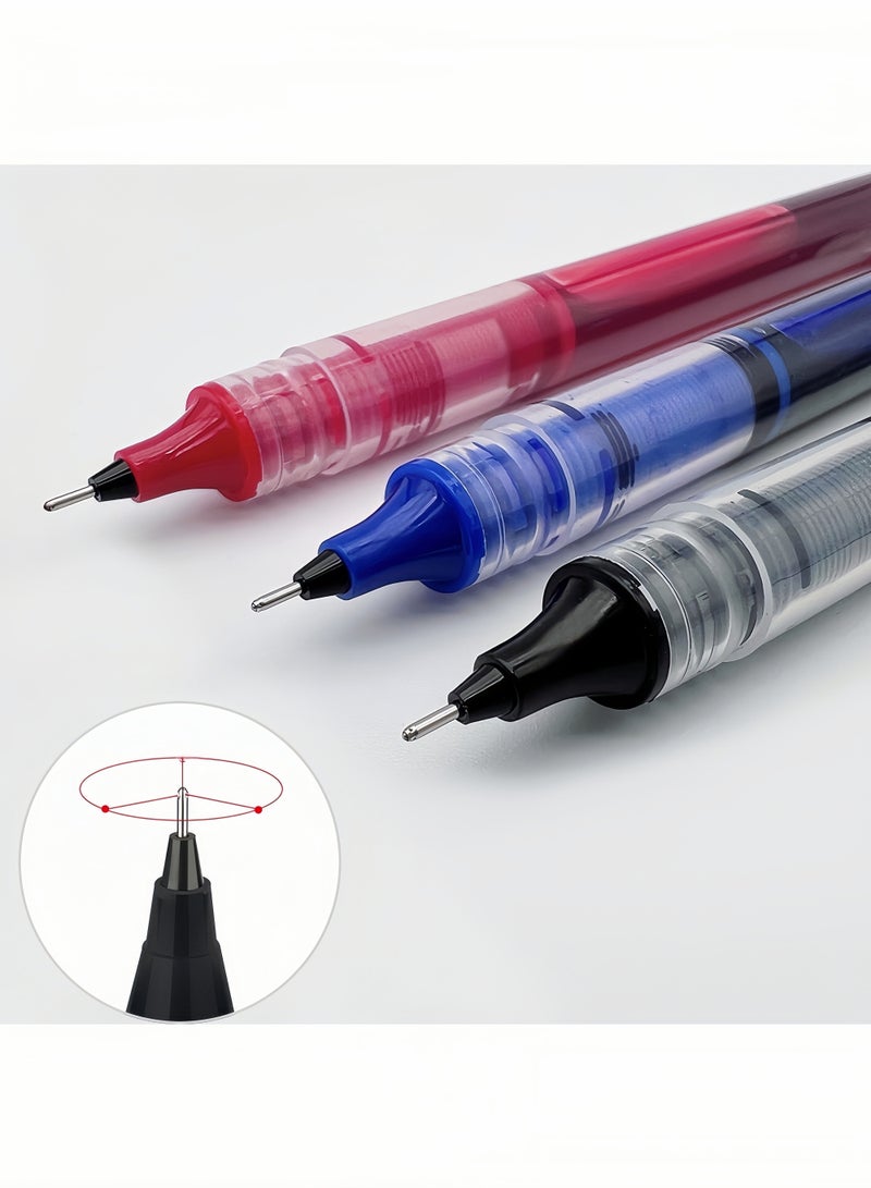 Generic 8 roller ball pens,quick-drying ink,0.5mm ultra-fine tip pens,liquid ink pens,ballpoint pens,calligraphy pens,3-color ballpoint pen set,suitable for home study and office (black*4, blue*2, red*2)  - Image 1
