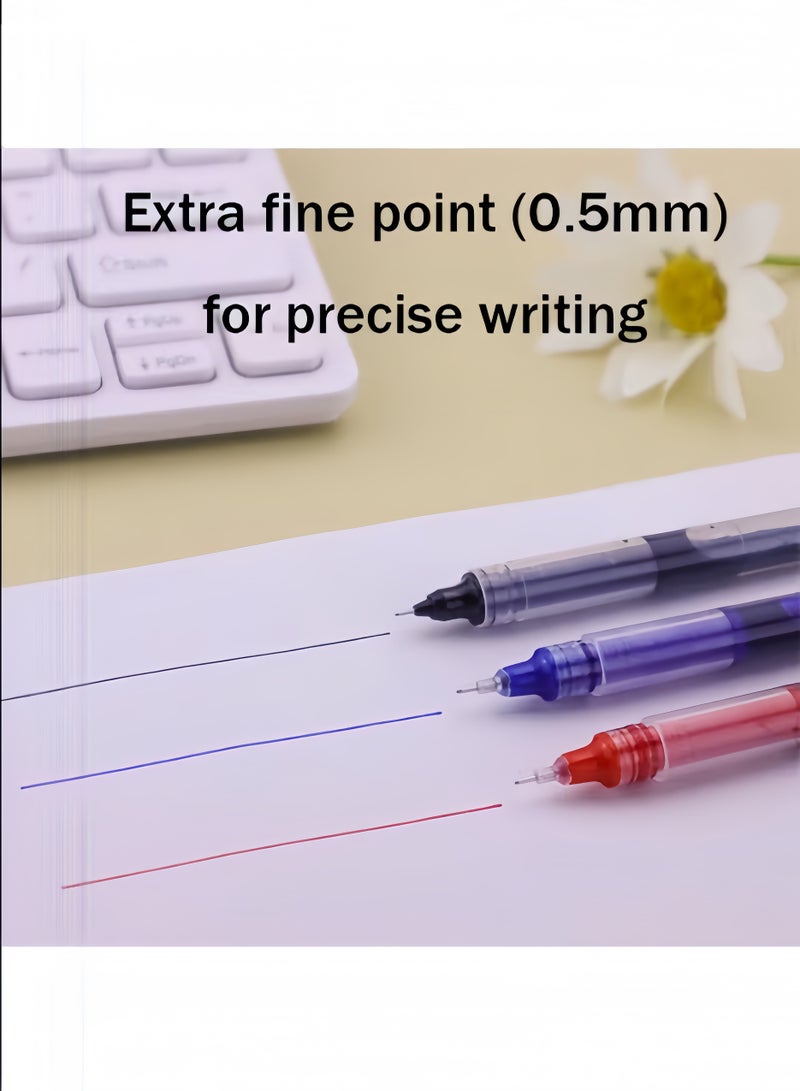 Generic 8 roller ball pens,quick-drying ink,0.5mm ultra-fine tip pens,liquid ink pens,ballpoint pens,calligraphy pens,3-color ballpoint pen set,suitable for home study and office (black*4, blue*2, red*2)  - Image 4