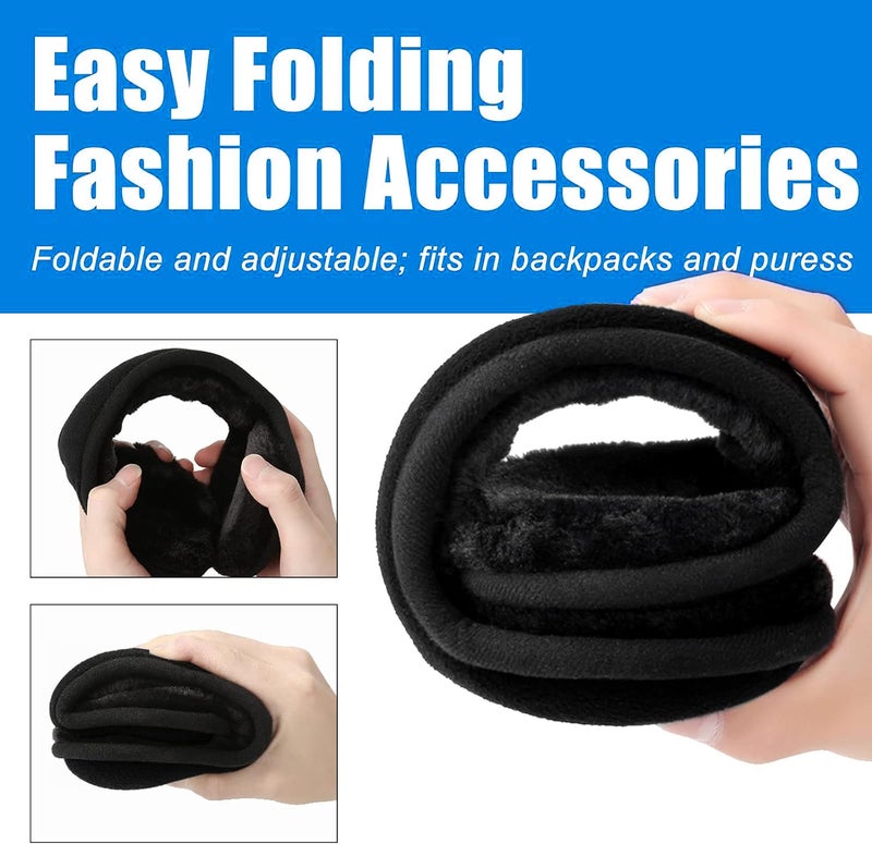 NORTHWIND Winter ear muffs for men, ear muffs for women, ear cover for winter,Behind The Head Style Winter Earmuffs,Foldable ear muff (Black) - Image 3