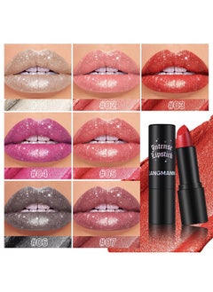 Jolilab Sparkling Lipstick Lip Gloss Long Lasting Waterproof Moisturizer Lip Balm Glitter Shimmer Metallic Lipstick, Diamond Shiny Lipstick For Women Girls,Non-Sticky(4, 01+02+03+05)  - Image 2
